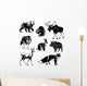 set of forest animals black and white Wall Decal