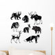 set of forest animals black and white Wall Decal