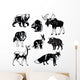 set of forest animals black and white Wall Decal