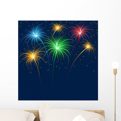 Fireworks shown on a wall