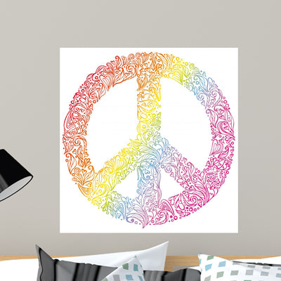 Peace Sign Beautiful Symbol Wall Decal shown on a wall