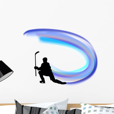 Hockey Player Silhouette shown on a wall