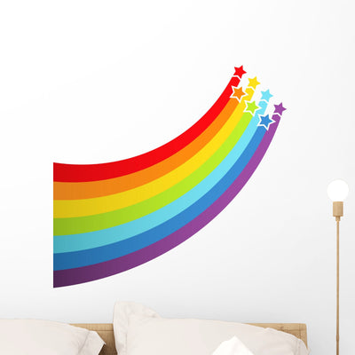 Shooting Stars Rainbow Wall Decal shown on a wall
