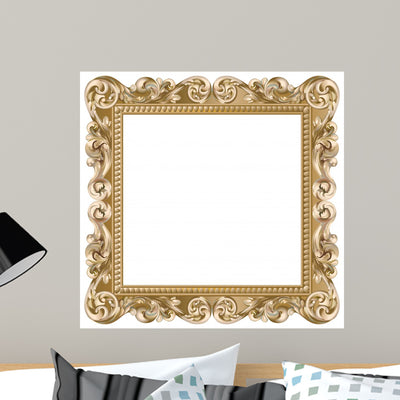 Golden Square Baroque Frame shown on a wall