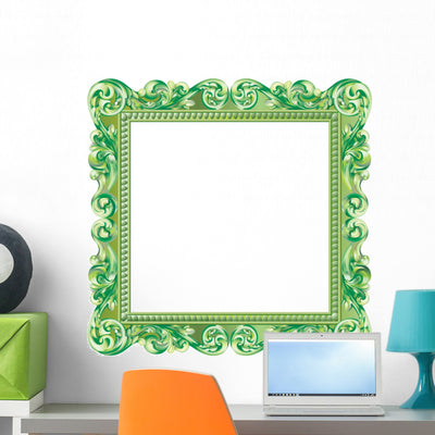 Green Square Baroque Frame shown on a wall