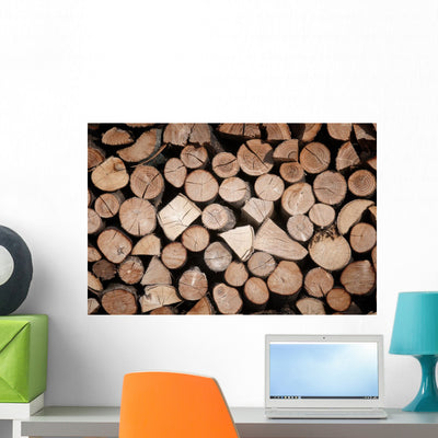 Stacked Wood Woodshed shown on a wall