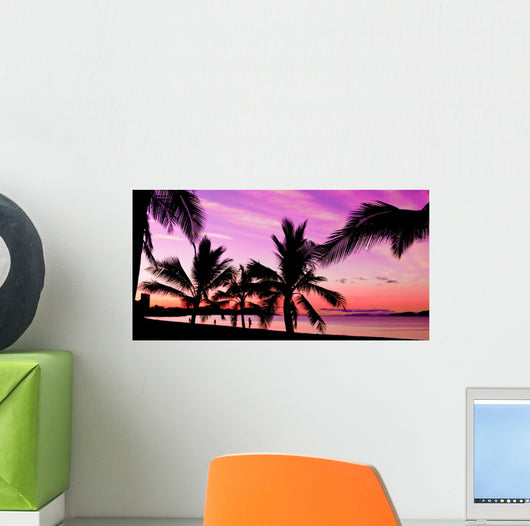 Palms Silhouettes Sunset Tropical Wall Mural