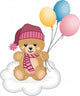 Winter teddy bear  flying balloons Wall Decal
