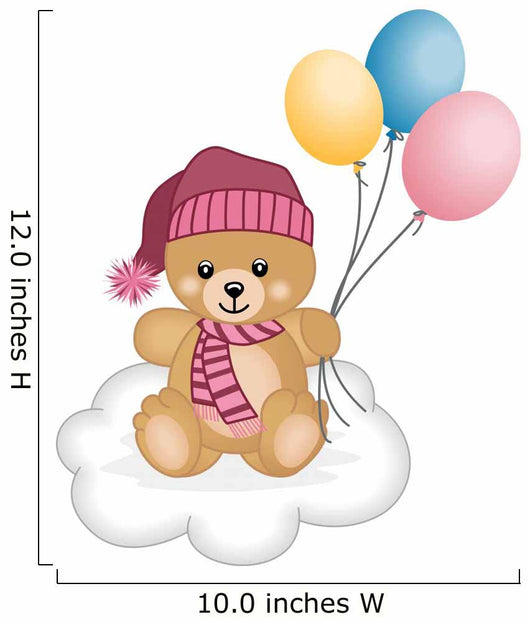 Winter teddy bear  flying balloons Wall Decal