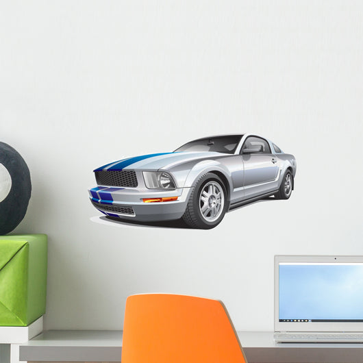 Silver Muscle Car Wall Decal