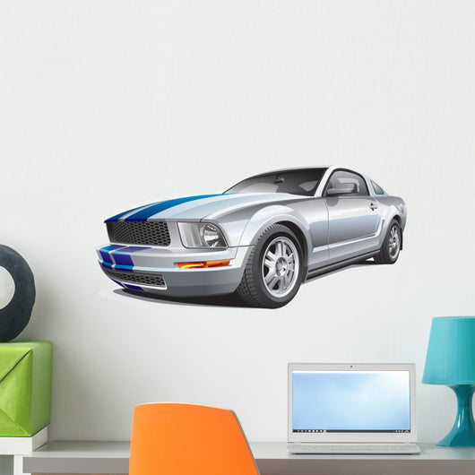 Silver Muscle Car Wall Decal