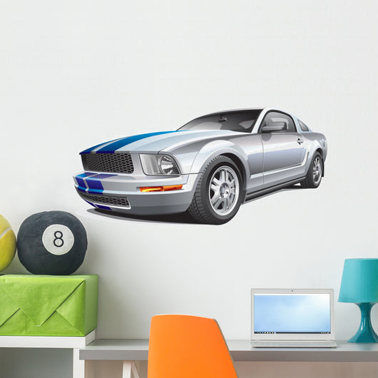 Silver Muscle Car Wall Decal