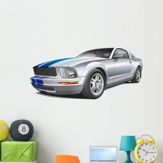 Silver Muscle Car Wall Decal