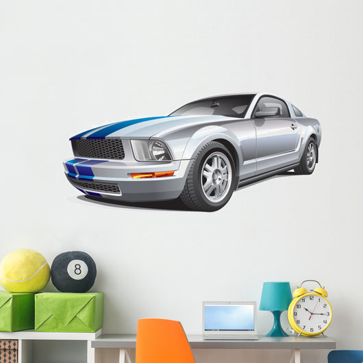 Silver Muscle Car Wall Decal