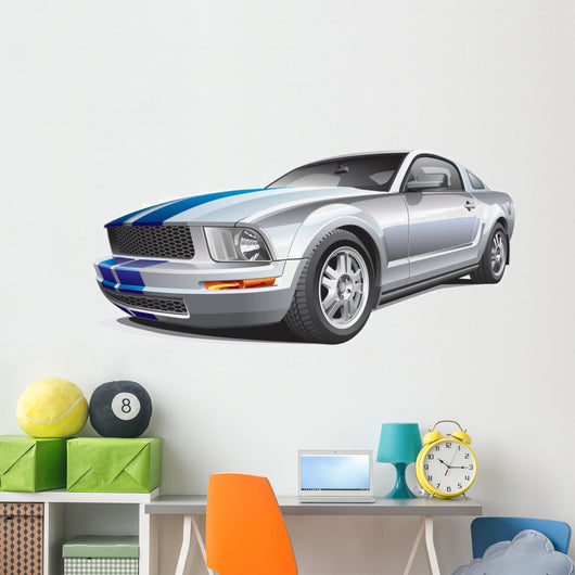 Silver Muscle Car Wall Decal