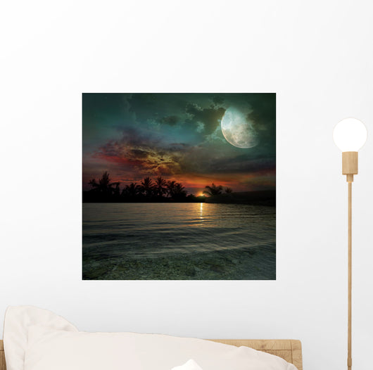Ocean Sunset and Moon