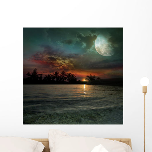 Ocean Sunset and Moon