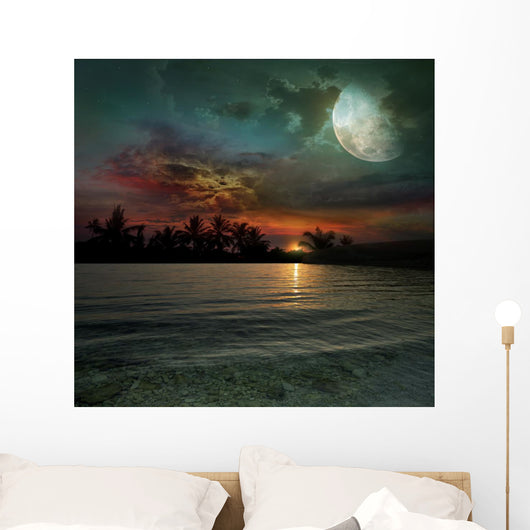Ocean Sunset and Moon