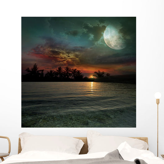 Ocean Sunset and Moon