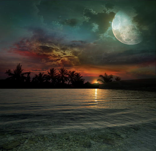 Ocean Sunset and Moon