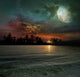 Ocean Sunset and Moon