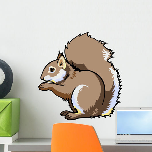 Sitting Squirrel on White Wall Decal