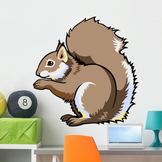 Sitting Squirrel on White Wall Decal