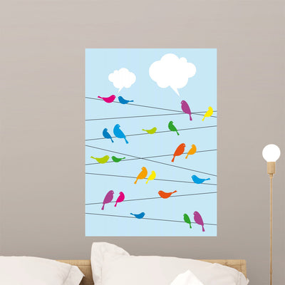 Birds Sitting Wire Vector shown on a wall