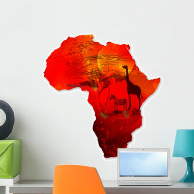 Africa Wall Decal shown on a wall