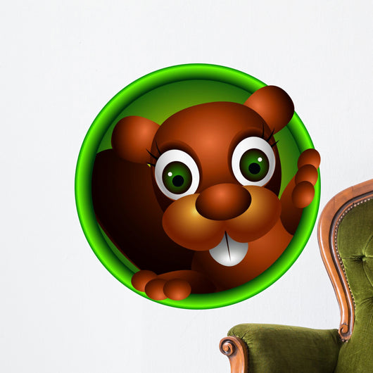 Cute Squirrel Head Wall Decal