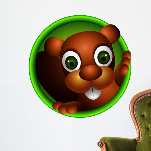 Cute Squirrel Head Wall Decal