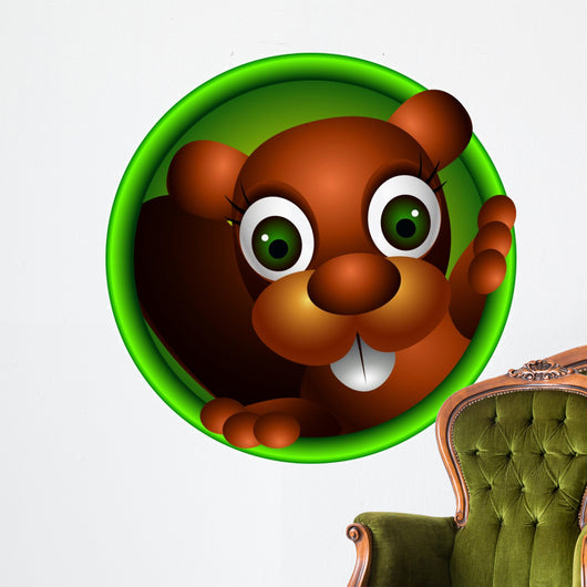 Cute Squirrel Head Wall Decal