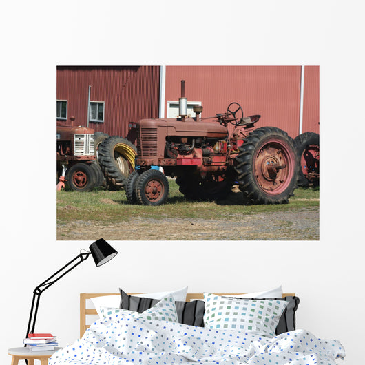 Old red tractors Wall Mural