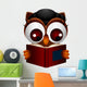 Cute Owl Reading Book Wall Decal