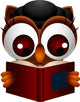 Cute Owl Reading Book Wall Decal