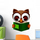 cute owl reading book Wall Decal
