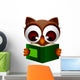 cute owl reading book Wall Decal