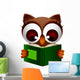 cute owl reading book Wall Decal