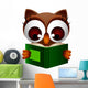 cute owl reading book Wall Decal