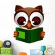 cute owl reading book Wall Decal