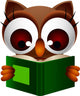 cute owl reading book Wall Decal