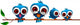 cute blue birds family Wall Decal