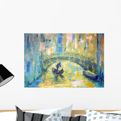 Canal with Boat and shown on a wall