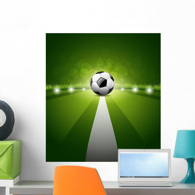 Soccer Ball Green Grass shown on a wall