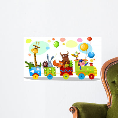 Cute Train shown on a wall