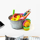Colorful pencils, molding dough, cutters for children isolated o Wall Decal
