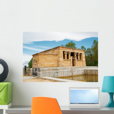 Historic Buildings Egyptian Temple Wall Mural shown on a wall