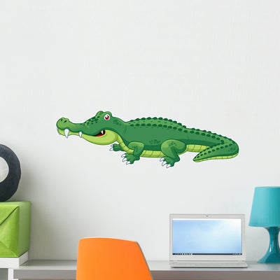 Illustration Crocodile Vector Wall Decal shown on a wall