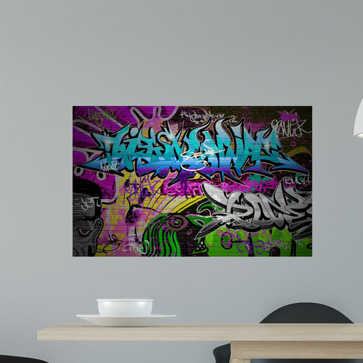 Graffiti wall urban art background Wall Mural