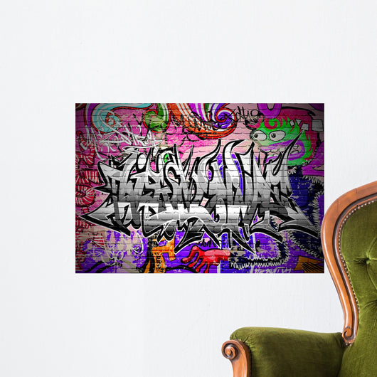 Graffiti vector art. Urban wall with spray paint Wall Mural